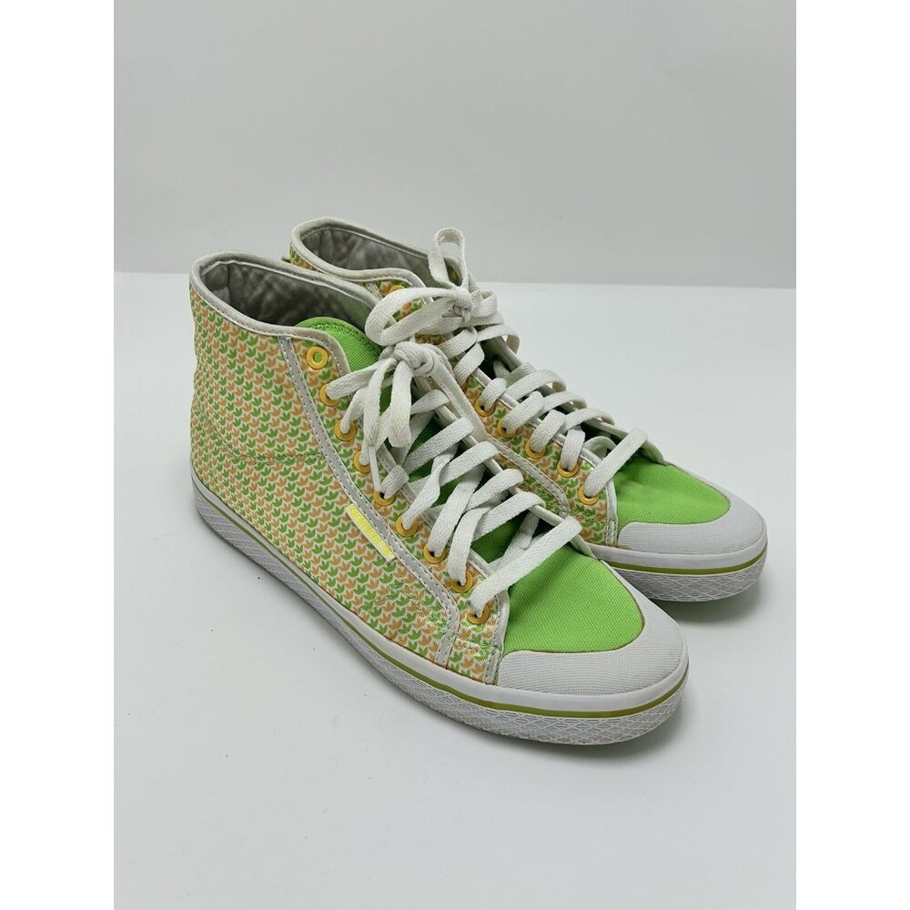 Adidas Originals Green Orange Satin Streetwear Mid Sneakers G05973 Size 10 GUC